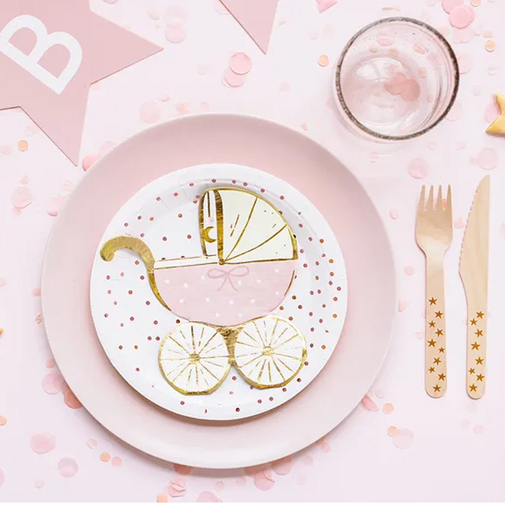 PINK BABY STROLLER NAPKINS