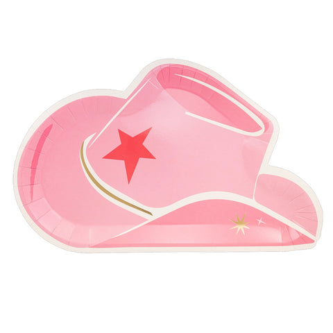 PINK COWGIRL HAT SHAPED PLATES