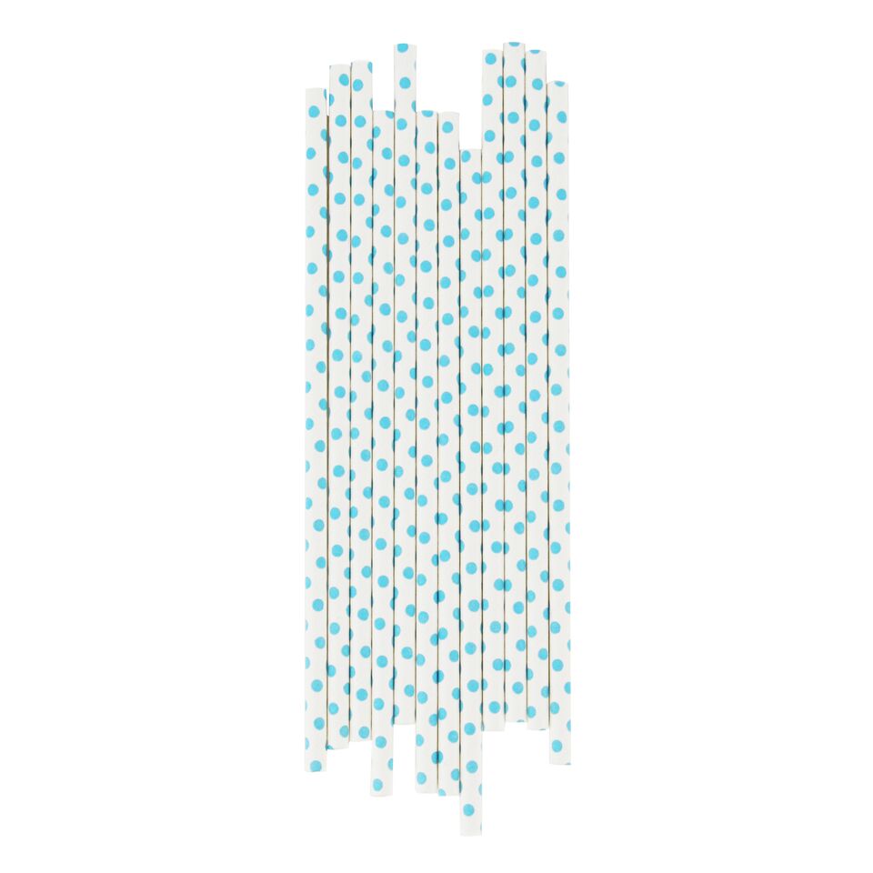 LIGHT BLUE POLKADOT STRAWS