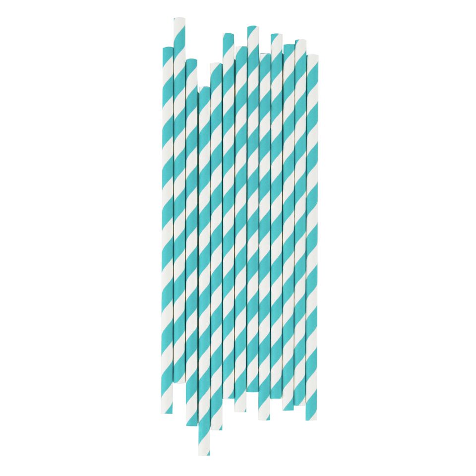 TURQUOISE STRIPE STRAW