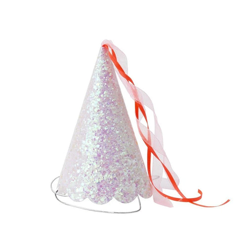 Iridescent glitter princess party hats