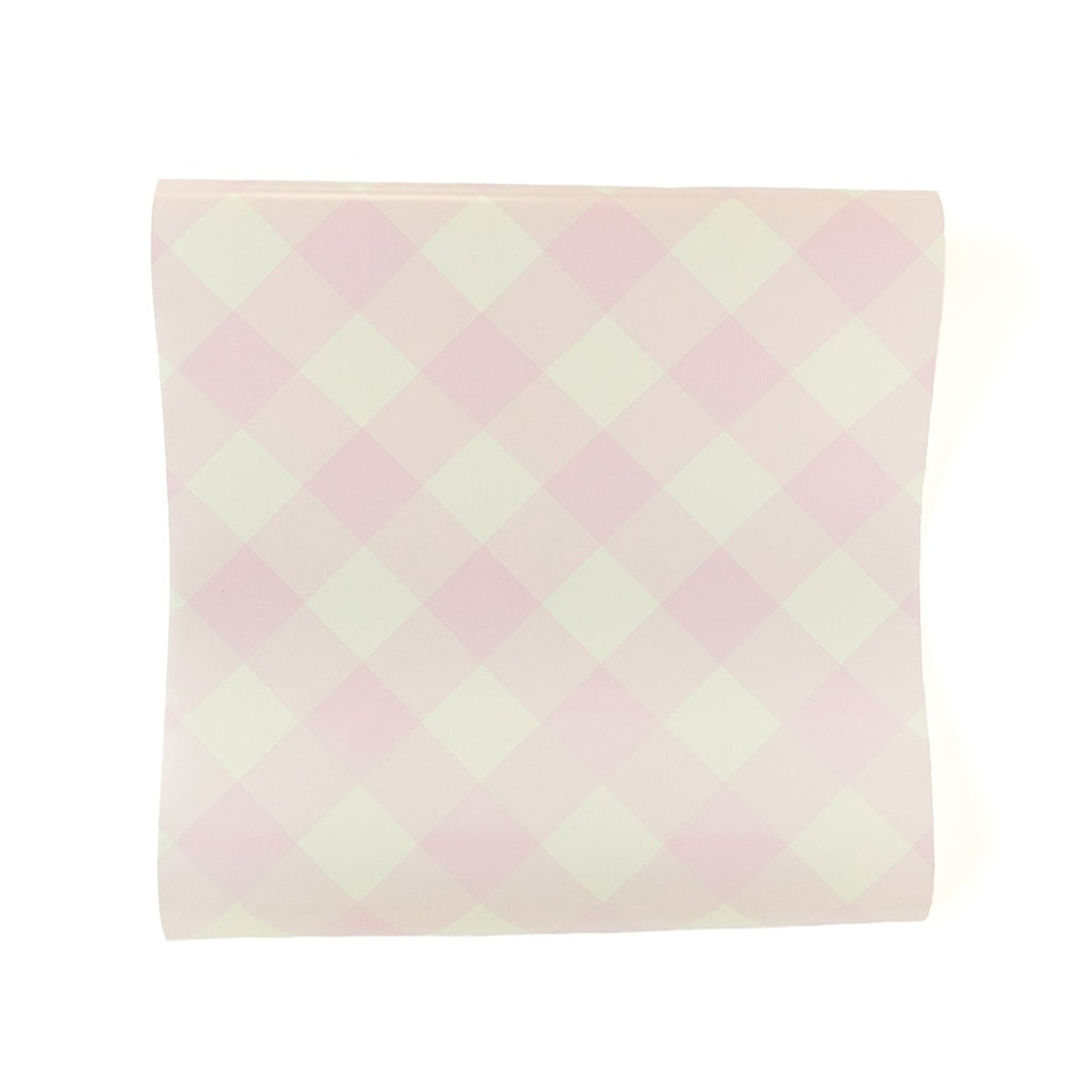 Pink Gingham Paper Table Runner