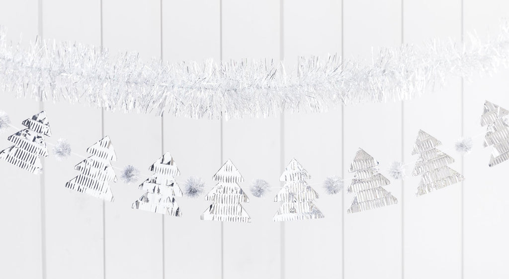 Silver Tinsel Christmas Tree Garland