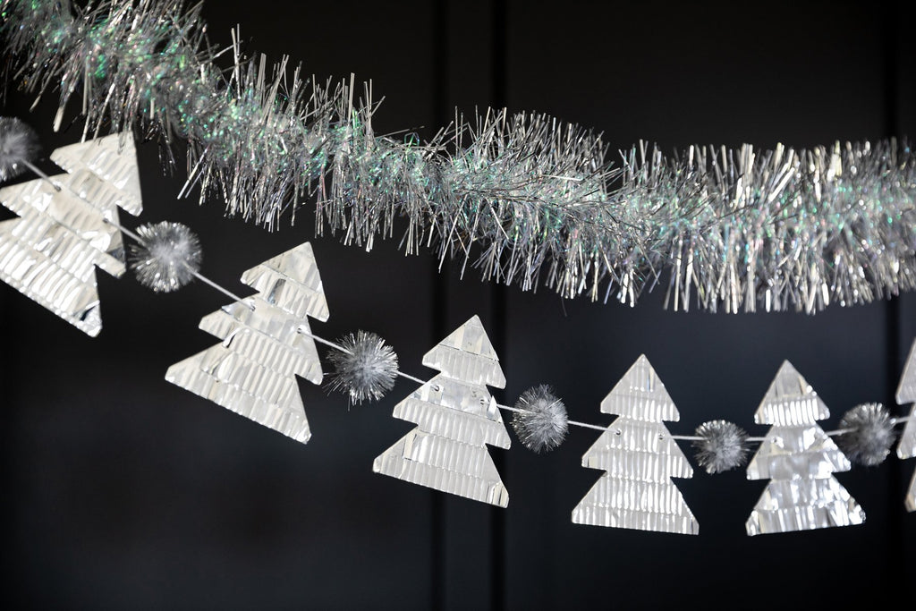 Silver Tinsel Christmas Tree Garland
