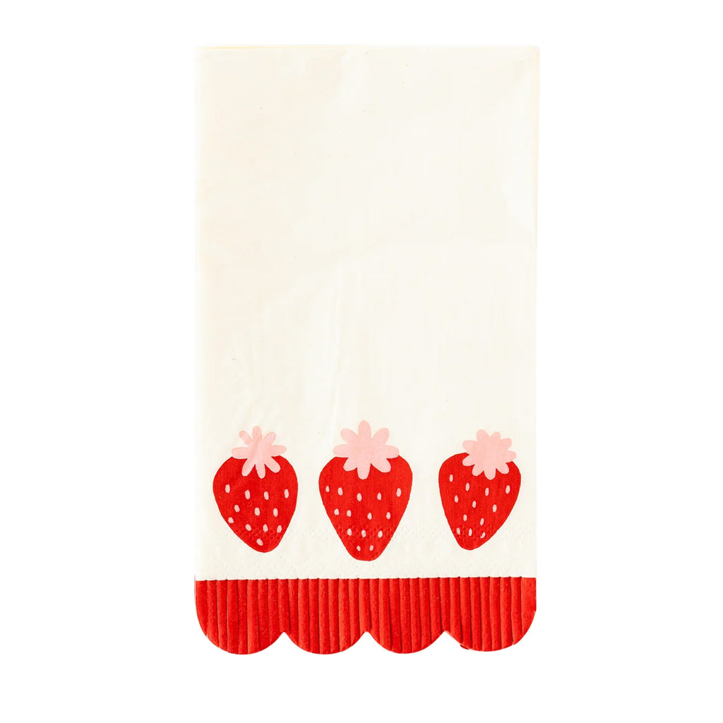 STRAWBERRY FRINGE SCALLOP GUEST NAPKINS