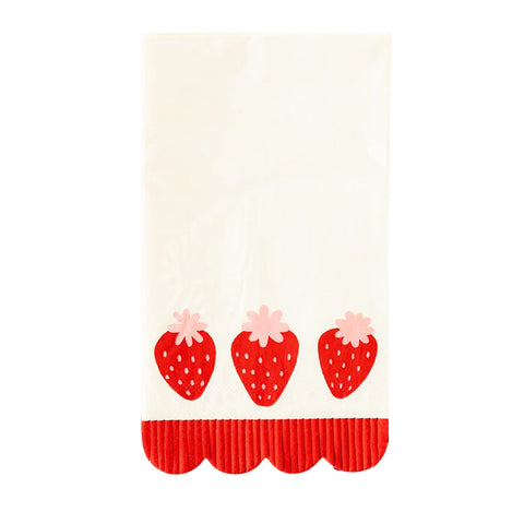 STRAWBERRY FRINGE SCALLOP GUEST NAPKINS