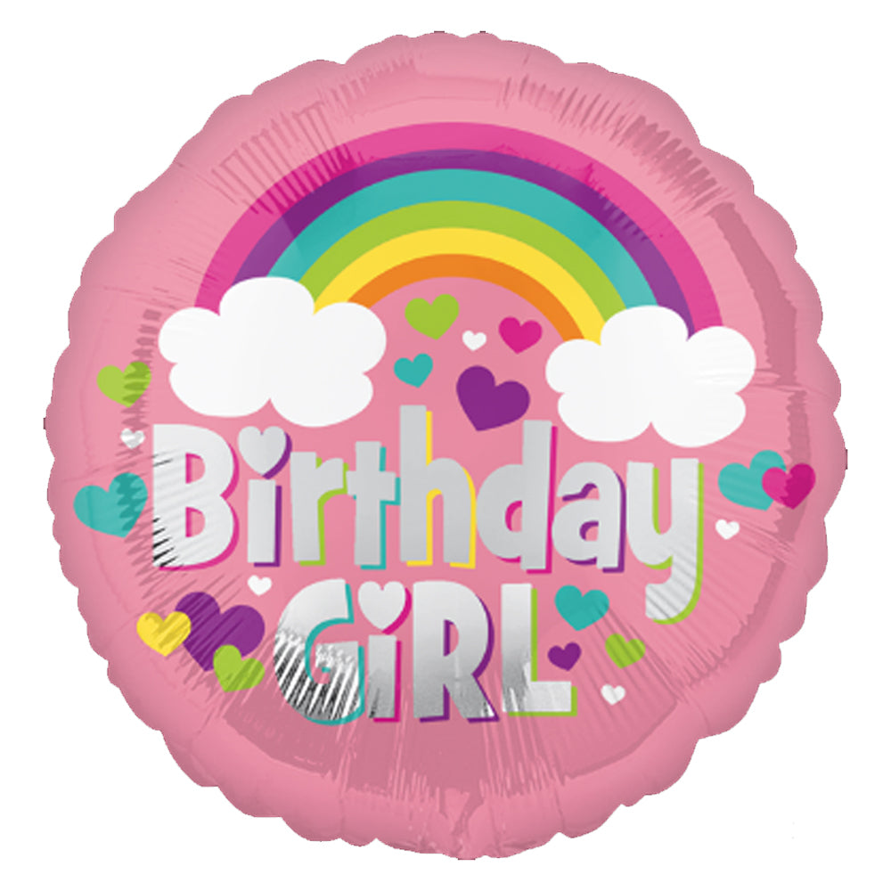 18" BIRTHDAY GIRL RAINBOW STANDARD FOIL BALLOON