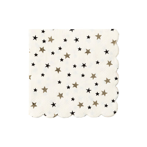 GOLD AND BLACK STAR COCKTAIL NAPKINS