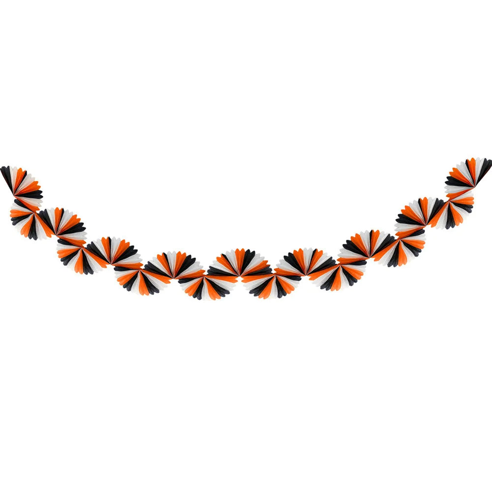 Black and Orange Striped honeycomb Garland Meri Meri