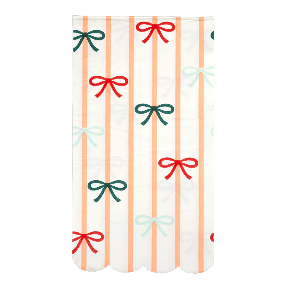 BOWS AND STRIPES SCALLOPED DINNER NAPKINS