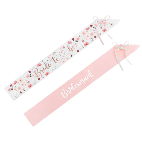 BRIDE TO BE AND BRIDESMAIDS SASHES (SET OF 6)