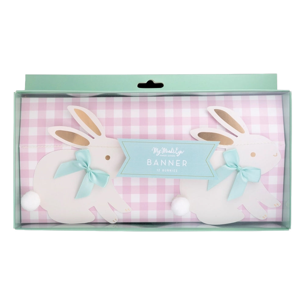 BUNNIES WITH RIBBON BOWS BANNER