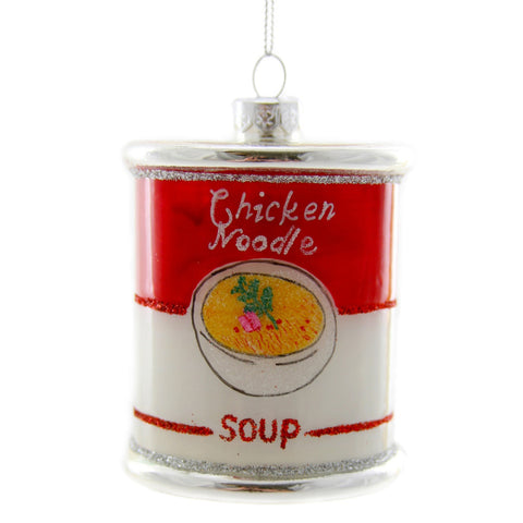 CHICKEN NOODLE SOUP CAN GLASS ORNAMENT