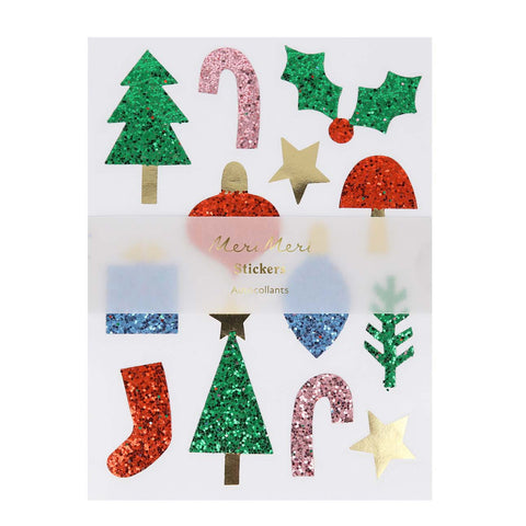 CHRISTMAS ICON CHUNKY GLITTER STICKERS (Set of 8 sheets)