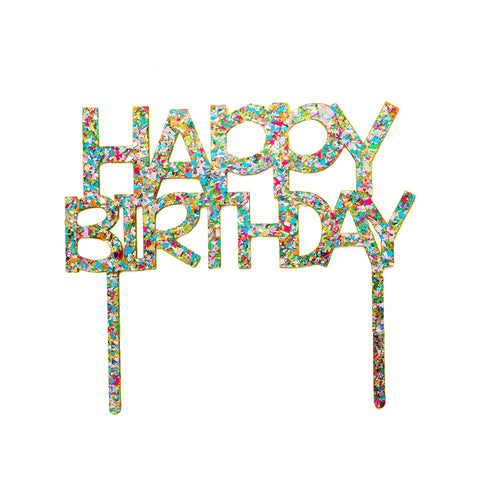 HAPPY BIRTHDAY CONFETTI CAKE TOPPER