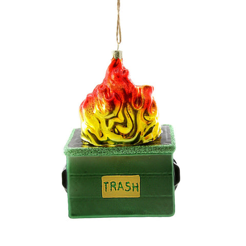 DUMPSTER FIRE GLASS ORNAMENT