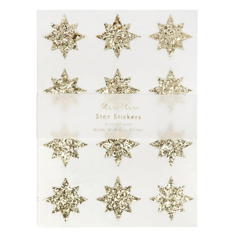 GOLD ECO GLITTER STAR STICKERS (Set of 8 sheets)