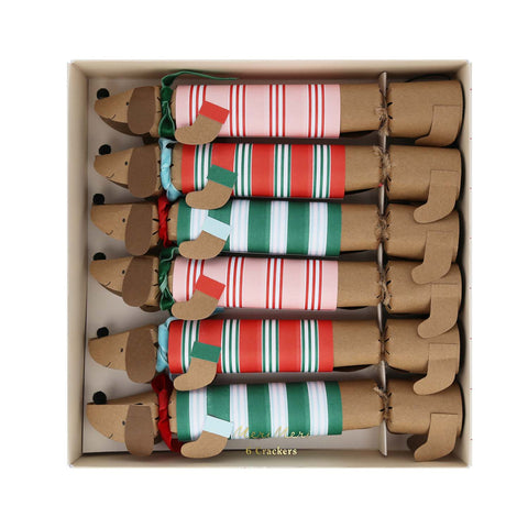 FESTIVE STRIPE SAUSAGE DOG CRACKERS