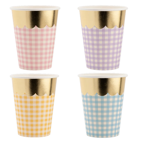 GINGHAM PASTEL GOLD SCALLOP CUPS