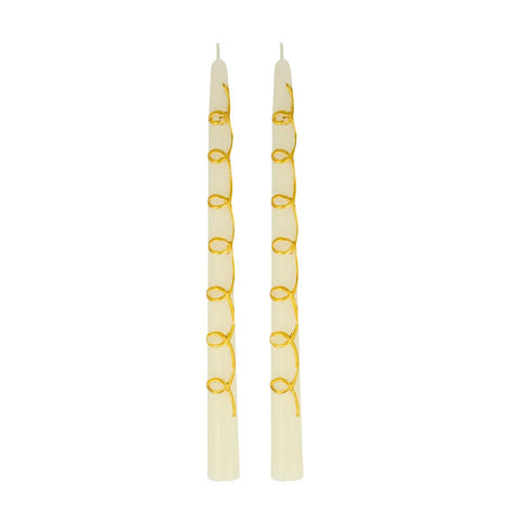 GOLD SWIRL TAPER CANDLES