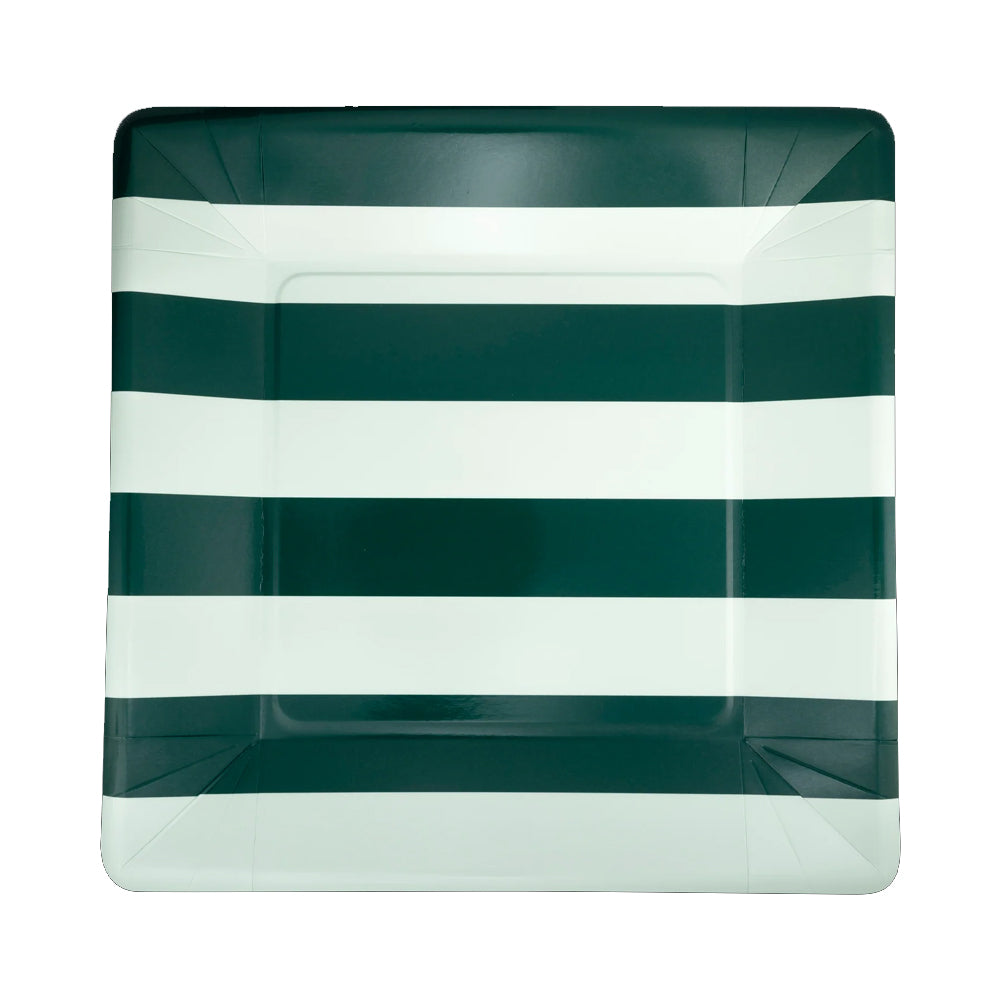 GREEN AND MINT STRIPED SQUARE PLATES