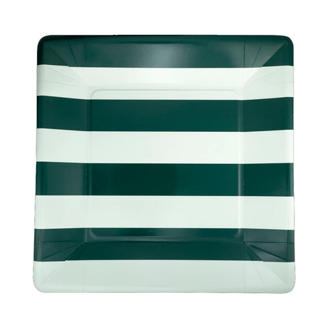 GREEN AND MINT STRIPED SQUARE PLATES