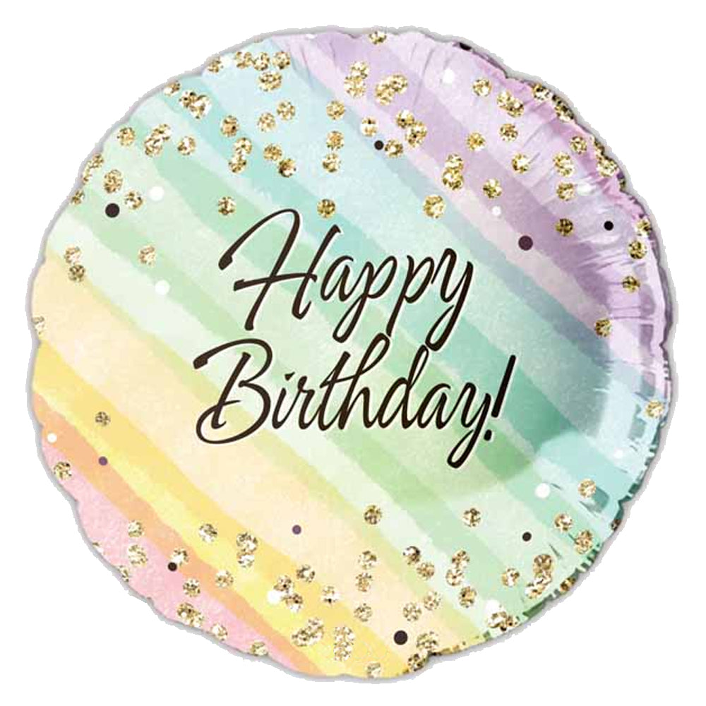 18" HAPPY BIRTHDAY PASTEL STANDARD FOIL BALLOON