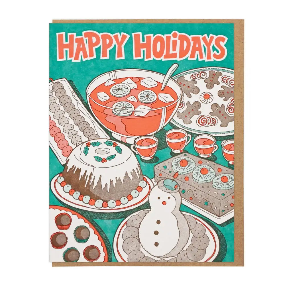 HAPPY HOLIDAYS PARTY FOOD CARD