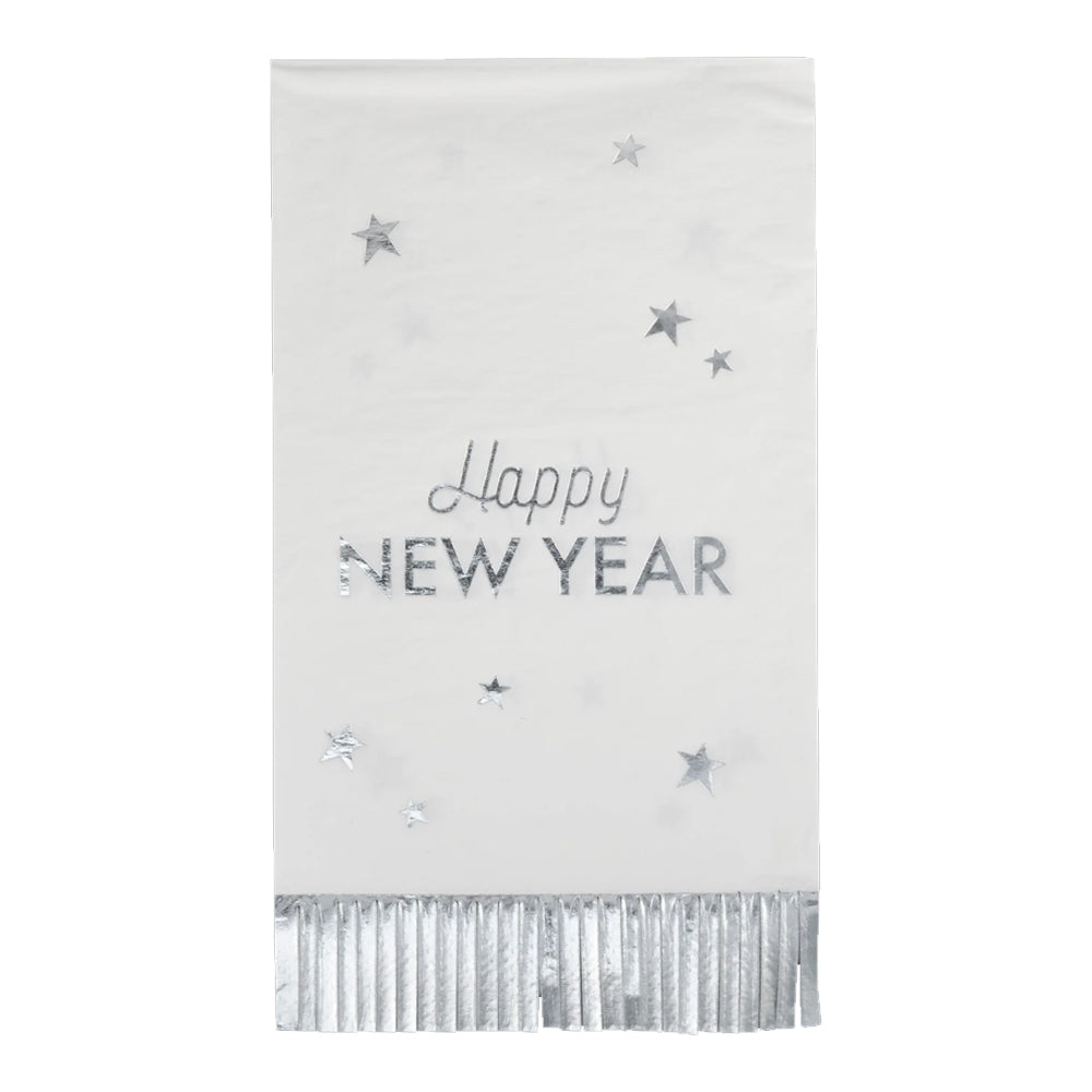 HAPPY NEW YEAR FRINGED DINNER NAPKINS