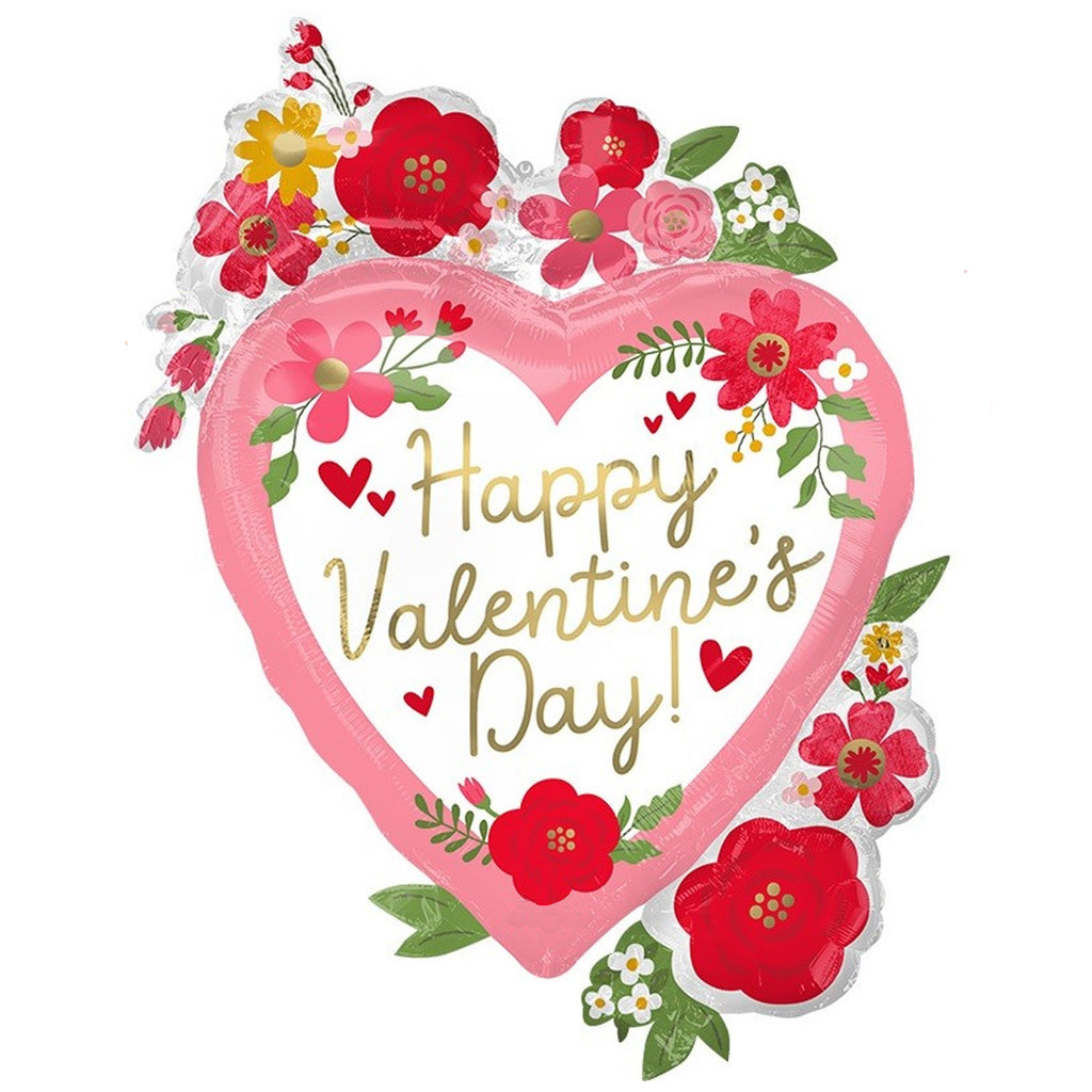 HAPPY VALENTINE'S DAY FLORAL SUPERSHAPE FOIL BALLOON