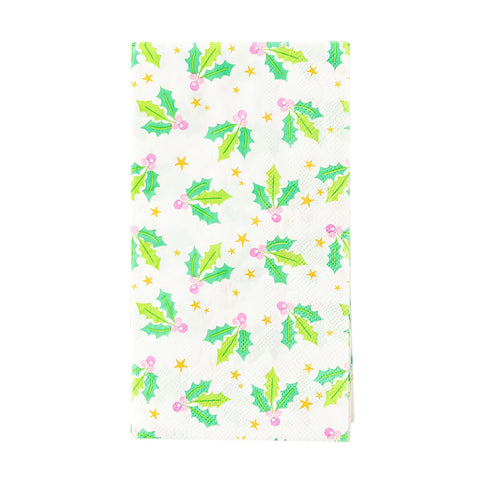 BRIGHT HOLLY GUEST NAPKINS