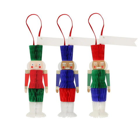 HONEYCOMB NUTCRACKER HANGING DECORATION TAGS