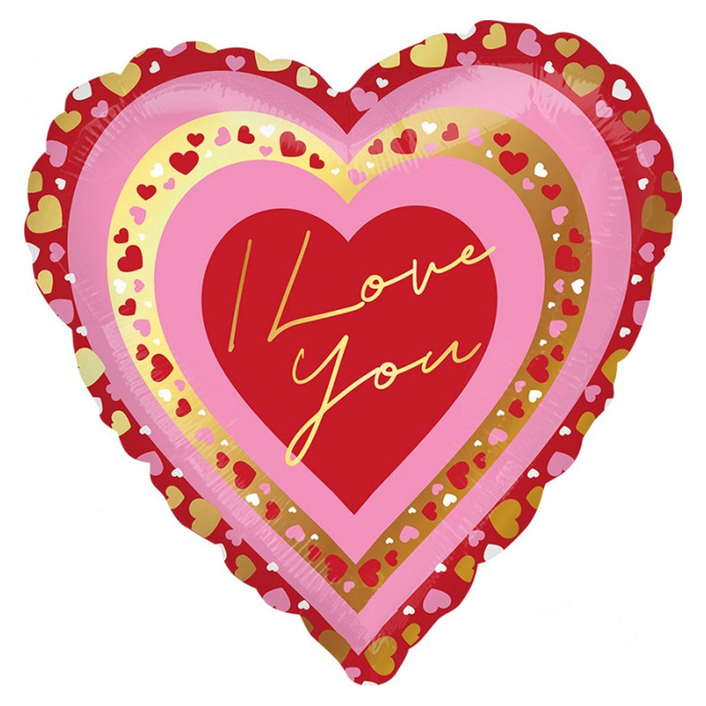 I LOVE YOU PRETTY HEARTS STANDARD 18" FOIL BALLOON