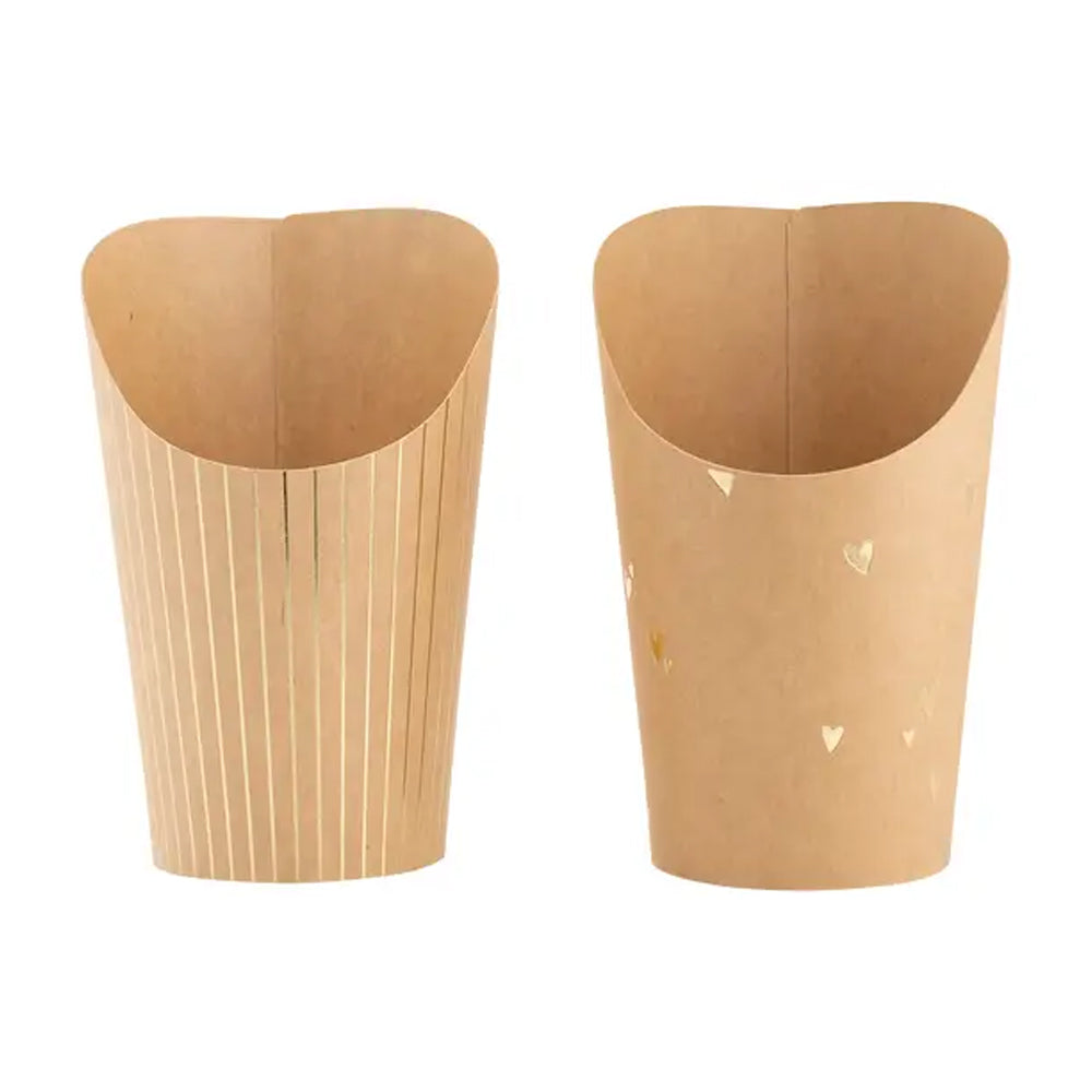 GOLD FOIL KRAFT HEARTS AND STRIPES CHARCUTERIE CUPS