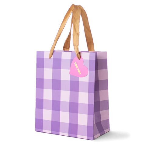 LAVENDER GINGHAM MEDIUM GIFT BAG