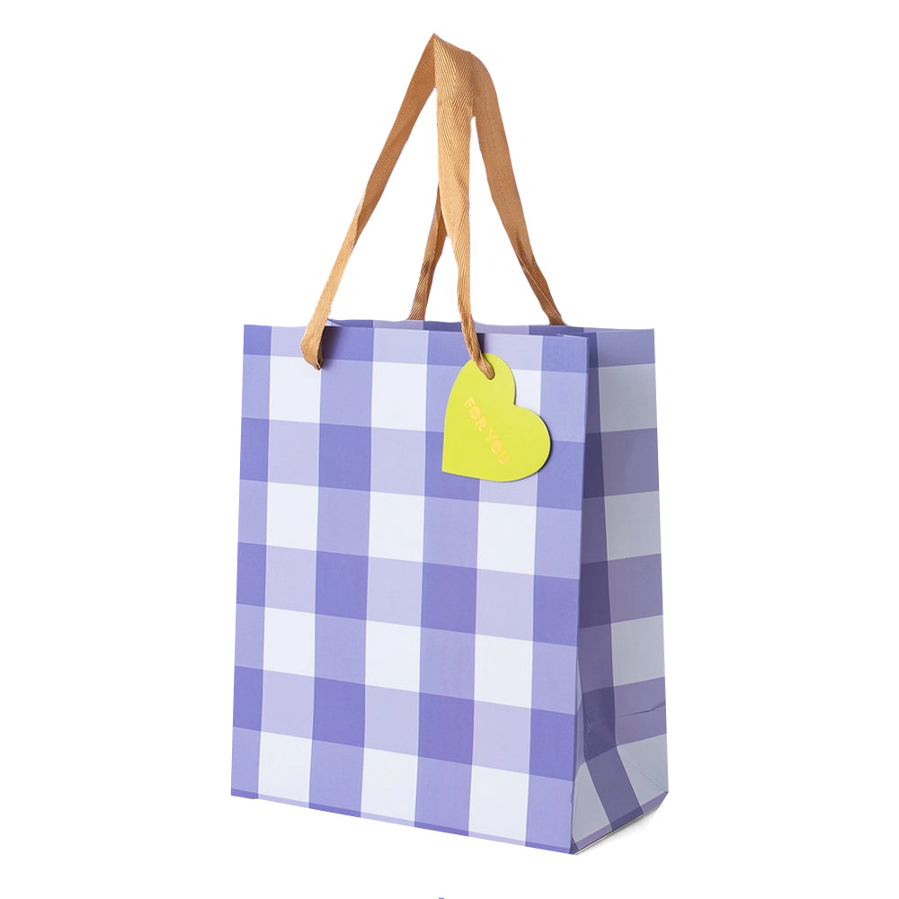 BLUE GINGHAM MEDIUM GIFT BAG