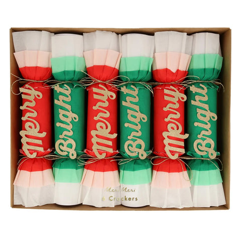 MERRY AND BRIGHT CHRISTMAS CREPE CRACKERS