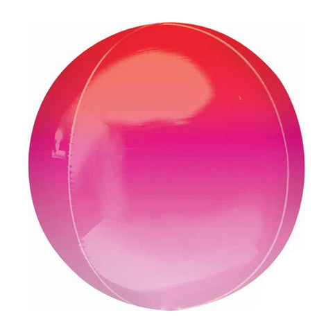 ORBZ 16" RED PINK OMBRE FOIL BALLOON