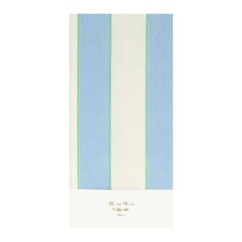 PALE BLUE STRIPED TABLECLOTH