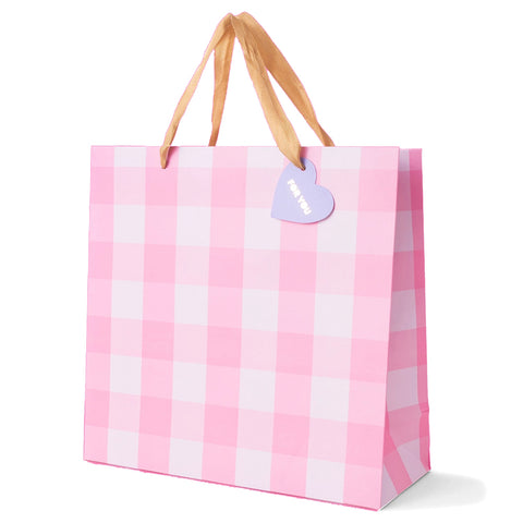 PINK GINGHAM LARGE GIFT BAG