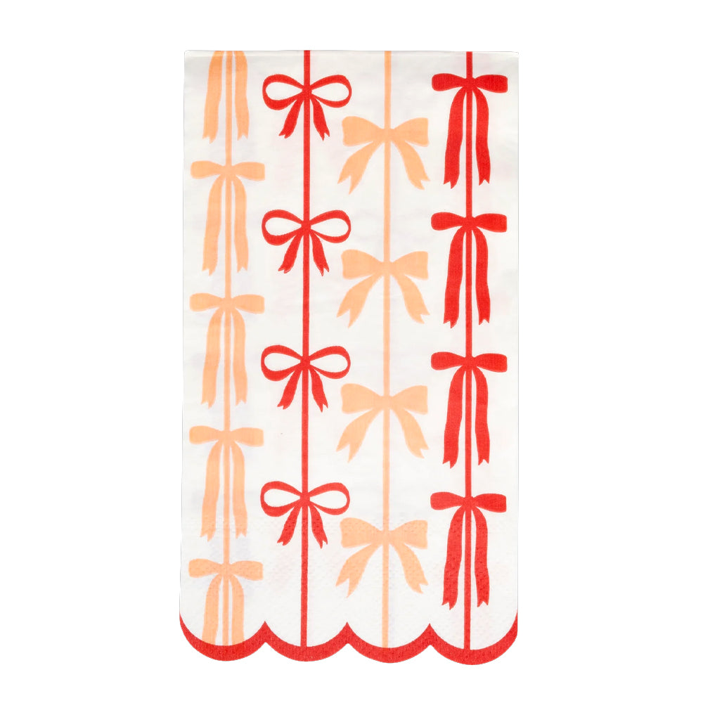 RED AND PINK BOW STRIPES DINNER NAPKINS