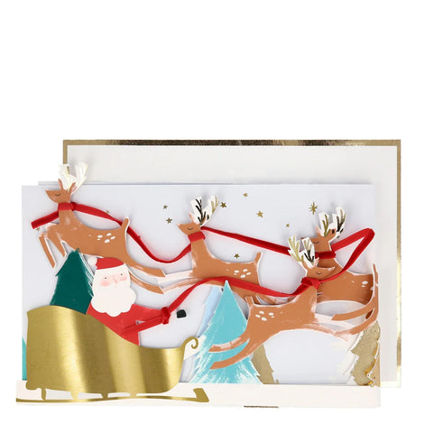 SANTA'S SLEIGH 3-D SCENE CARD