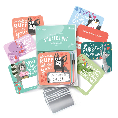 ANIMAL PUNS SCRATCH-OFF VALENTINES CARD SET