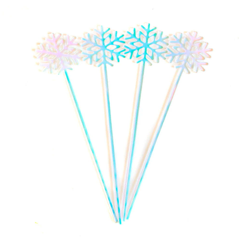 IRIDESCENT SNOWFLAKE DRINK STIRRERS