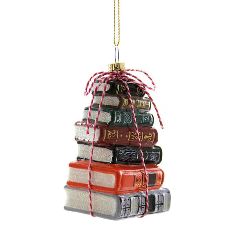 STACKED TOMES GLASS ORNAMENT