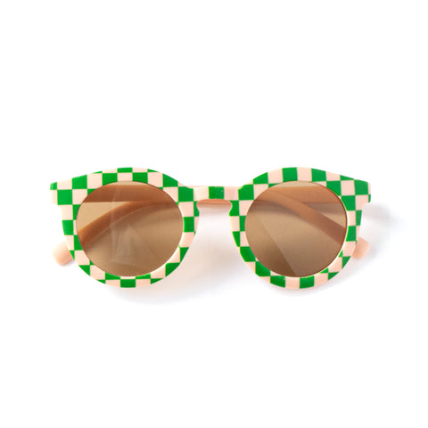 PATTERNED SUNNIES - NUDE/KELLY GREEN CHECK