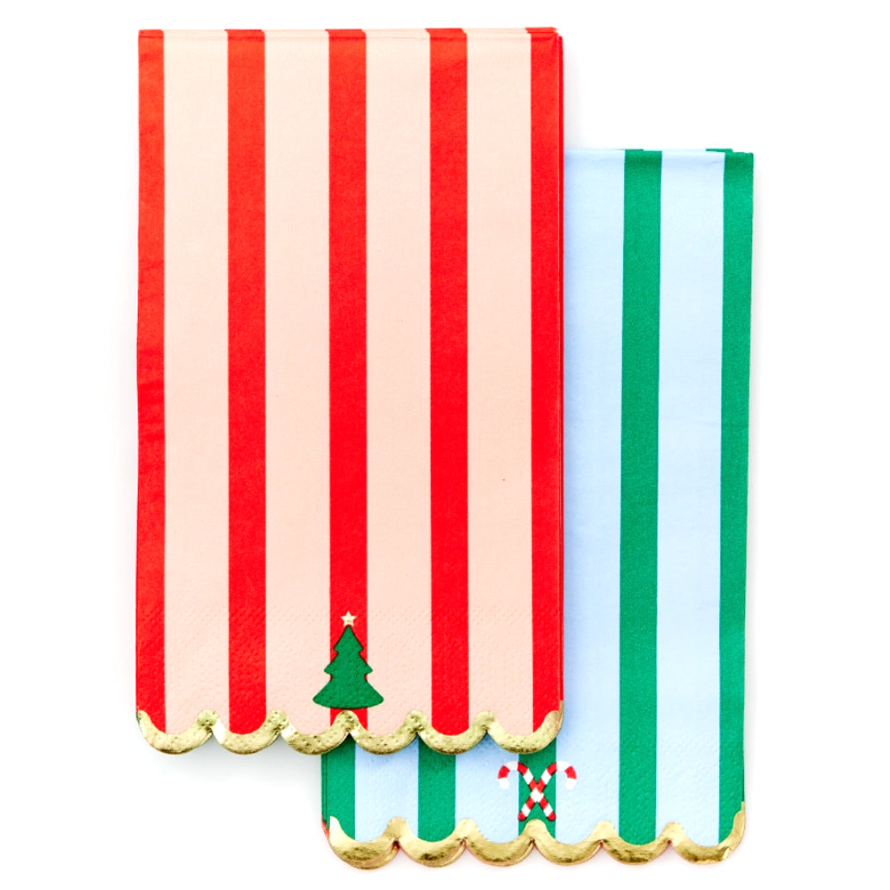 WHIMSICAL DUAL STRIPED CHRISTMAS NAPKINS