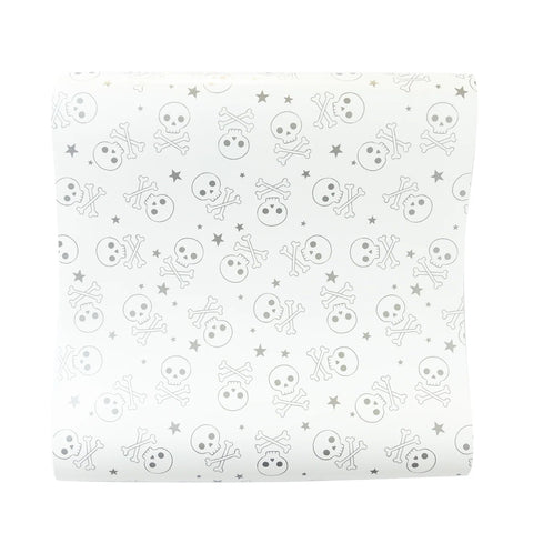 SILVER AND WHITE CROSS BONES PAPER TABLE RUNNER