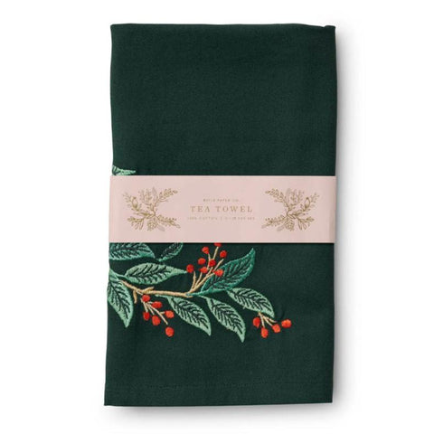 WILLOWBERRY EMBROIDERED TEA TOWEL