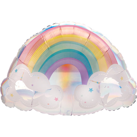 HOLOGRAPHIC MAGICAL RAINBOW SUPERSHAPE FOIL BALLOON